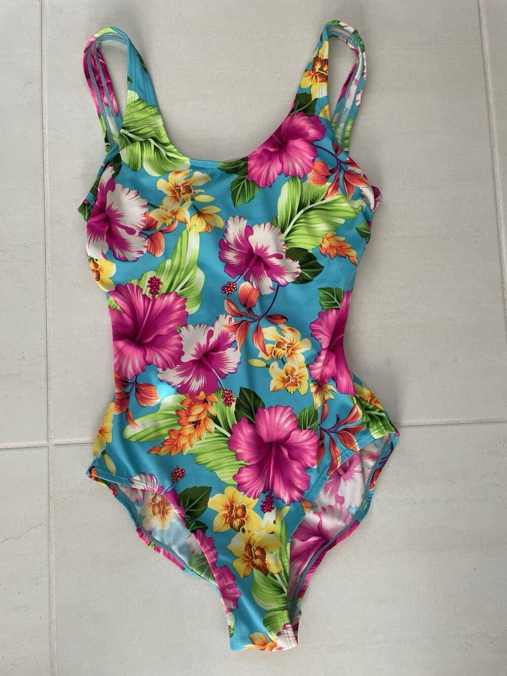 Islander Swim Women 6 One Piece Swimsuit Floral Scoop Back Beach Summer Swimwear